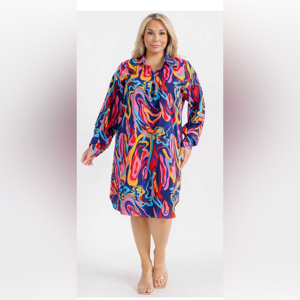 NWT soul of curves Vibrant Multicolor Swirl Dress size 2X 🌹🌸🌺 BG 02
